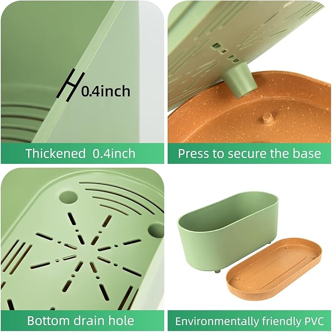 QCQHDU 16" L x 7.6" W x 7" H Window Planter Box, 2 Pack Self Watering Pots for Indoor Plants with Drainage Holes & Saucer, Outdoor Flower Pots Home Garden Modern Decor