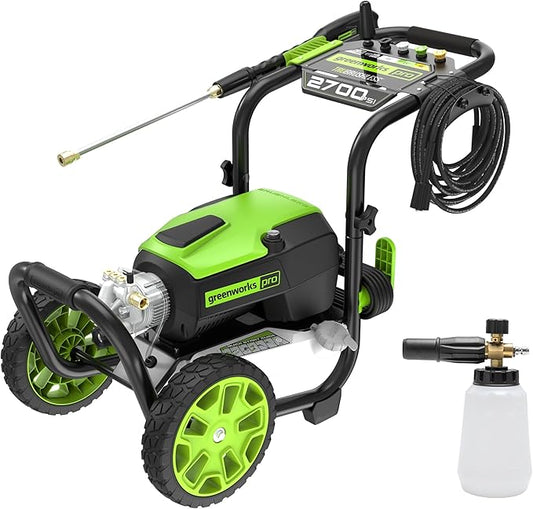 Greenworks 2700 PSI Pressure Washer (2.3 GPM Max) with Foam Cannon - Powerful Enough to Remove Pesky Dirt and Grime on Siding, Fences, Patios, Driveways, and Sidewalks