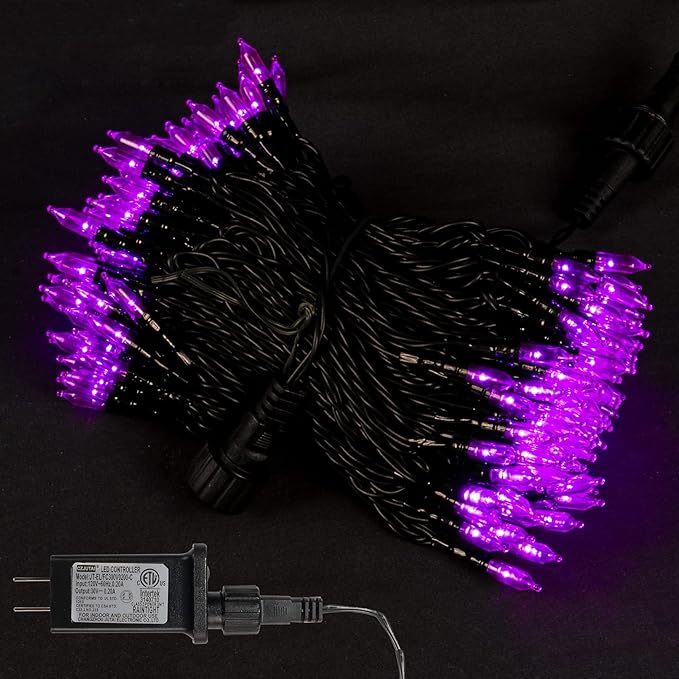 Dazzle Bright 200 LED Halloween Mini String Lights, 65FT Connectable Waterproof Plug in with 8 Modes Lights for Indoor Outdoor Patio Garden Party Decorations (2 Pack)