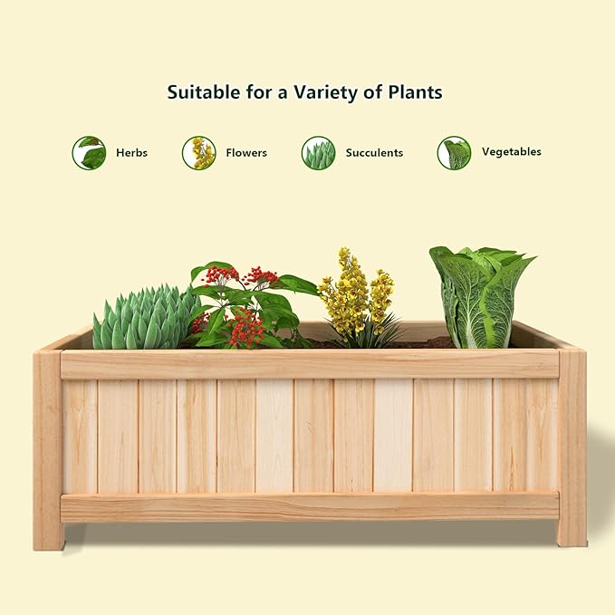 Giantex Raised Garden Bed Folding Flower Planter Vegetable Folding Planting Box for Patio Lawn Garden Backyard Elevated Outdoor Wood Planter Boxes, 27.5" Lx12 Wx10 H
