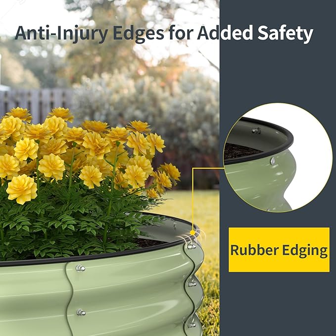 Kesfitt Raised Garden Bed Kit,Outdoor Galvanized Planter Large Metal Raised Boxes with Safety Edging and Gloves for Gardening Vegetables,Fruits,Flower(4x4x1FT)