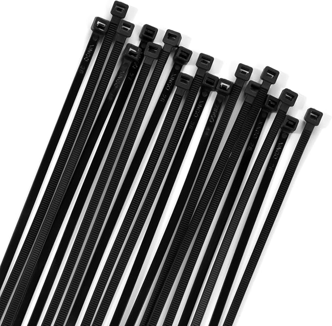 XINGO 100PCS Cable Zip Ties Heavy Duty, Premium Nylon Plastic Wire Ties with 50 Pounds Tensile Strength, Self-Locking Black Nylon Zip Ties for Indoor and Outdoor (14 inch, Black)