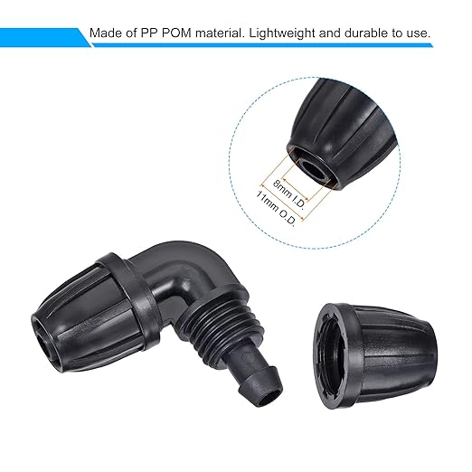 MECCANIXITY Drip Irrigation Elbow Barbed Fitting 8mm/11mm Tubing for Garden Drip Tape Tubing Sprinkler System Black Pack of 15
