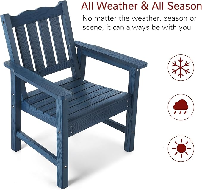 Stoog Outdoor Chairs & Bench Set, All-Weather Patio Furniture Set, Include 2 Patio Chairs and 1 Bench, Blue