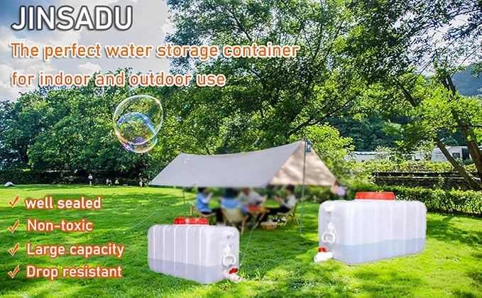 Portable Water Tank Water Storage Tank for Camping with Spigot Hose Plastic Water Container Water Storage Container for Emergency Water Storage Hiking Outdoor(Size:21gallon / 80L)
