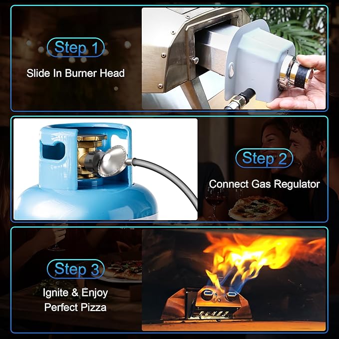 Uniflasy Gas Burner for Ooni Pizza Oven Accessories, for Ooni Karu 12 Gas Burner Attachment, Replace for 12G Adapter, for Fyra 12 with Propane Conversion Kit, fits Bighorn Outdoors Pizza Oven 12"