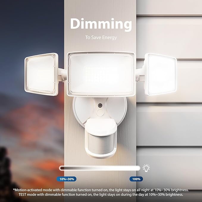 Onforu 75W LED Motion Sensor Outdoor Lights, Dusk to Dawn Flood Light Outdoor Motion Sensor, Hardwired Security Lights Floodlights Outside 7500LM 6500K Daylight IP65 Waterproof (White)