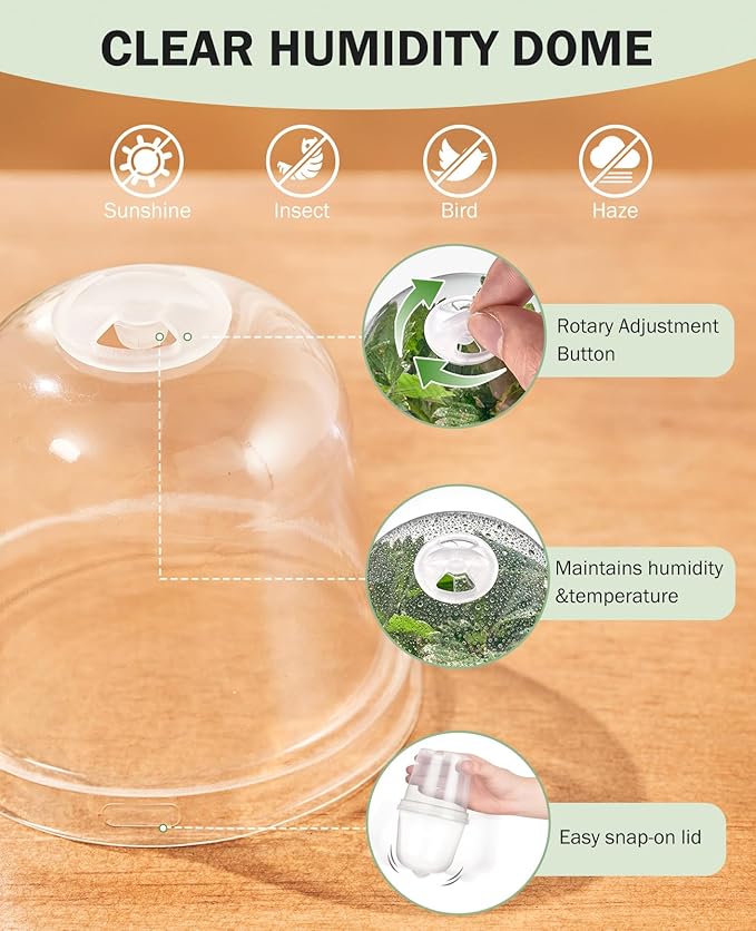 homenote Clear Nursery Pots for Plants,3 Inch Plant Pot for Planting with Humidity Domes Plastic Seedling with Drainage Holes Seed Starter Flower High Transparency (30 Pack)