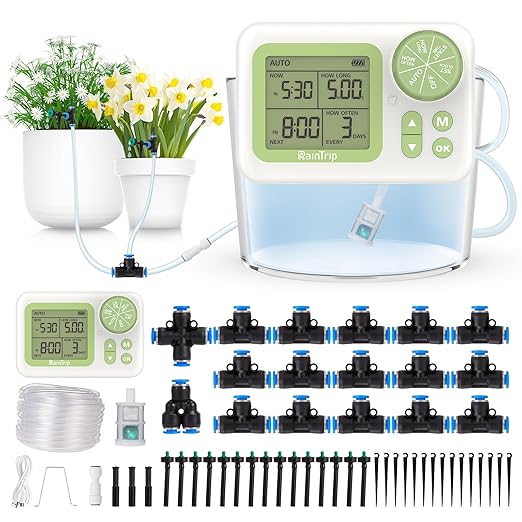 Greennote Automatic Watering System for Indoor Plants - DIY Quick-Connect Kit with Stabilized Flow Emitters, 15 Potted Houseplants Support, Effortless Setup