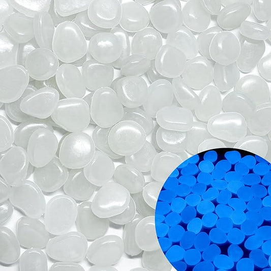 Glow in The Dark Fish Tank Rocks,Glowing Rocks Stones Resin Glow in Dark Pebbles for Outdoor Garden, Fish Tank, Aquarium, Landscaping,Driveway Decoration,White 1.4 Lb