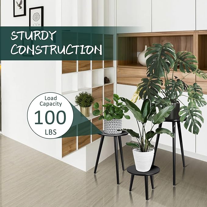 Indoor Plant Stand - Uneedem Wood Mid Century Plant Stand for Indoor Plants, Modern Plant Table, 8.9" Tall Plant Holder for Flower Pots, Small Round Side Table, End Table