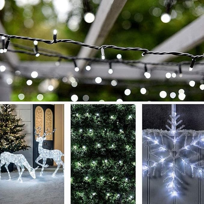 weillsnow White Christmas Fairy Lights Plug in, 200 LED 66FT Waterproof Christmas String Lights, 8 Modes with Memory for Outdoor Indoor Wedding Garden Christmas Decorations (66FT, White)