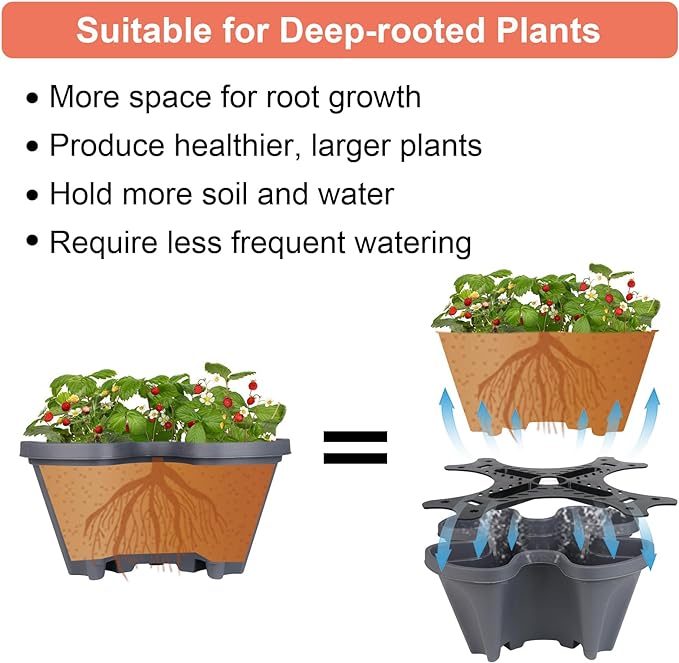 Vertical Planter 6 Tier Stackable Planters Garden Planters Strawberry Herb Flower and Vegetable Planter Indoor Outdoor Gardening Pots with Removable Wheels and Tools