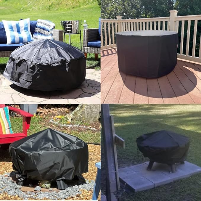 Round Fire Pit Cover, 40 Inches Diameter, 40 x 24 inch Waterproof Firepit Covers, for Patio Fire Pit, Full Coverage Dustproof Anti UV Outdoor Fire Pit Cover