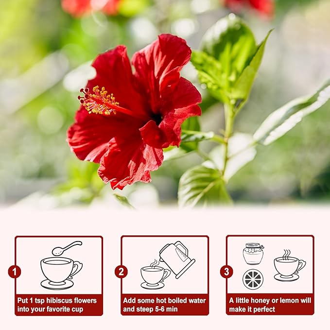 TEARELAE - Hibiscus Flowers, 5oz/142g- Natural Hibiscus Tea Loose Leaf - Country of Origin Nigeria - Flor De Jamaica - Dried & Edible Flowers For Tea - Non-GMO - Caffeine-free - Support Heart Health