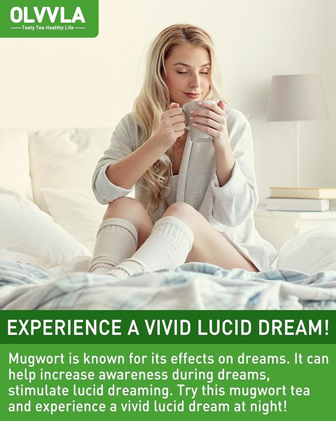 Olvvla - Premium Mugwort Tea - 2g X 60 Count - 100% Pure Natural Mugwort Tea Bag - Caffeine-free - Mugwort Herb Dried - Rich in Antioxidants & Support Digestion