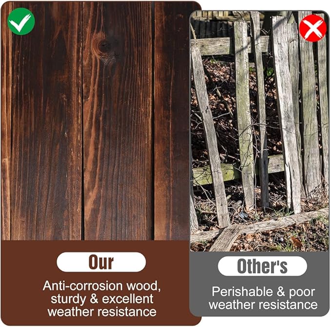 2 Pack Garden Wooden Fence Anti-Corrosive Outdoor Landscape Edging Flexible Decorative Border with a Pair of Gloves for Garden Yard Flower Tree Fence - 7.9'' H x 47'' L