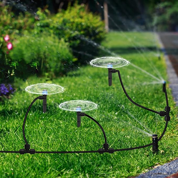 100FT PE Drip Irrigation Tubing, 1/4 inch Blank Distribution Tubing with 10PCS 1/4" Drip Irrigation Tee Connectors for Quick Connector Irrigation System