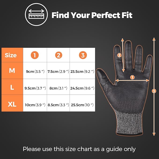 Donfri 3 Pairs A9 Cut Resistant Work Gloves for Men - Steel + HPPE Hybrid Safety Gloves for Men, ANSI Cut Level 9 Protection Flexible for Metal Glass Wood Construction Fishing