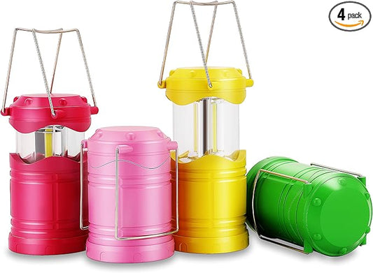 Lichamp LED Camping Lantern, 4 Pack Battery Powered Flashlight for Power Outages, Portable Collapsible Hanging Light Essential for Home, Outdoor, Emergency Lamp Survival Kit Gear for Hurricane, C1