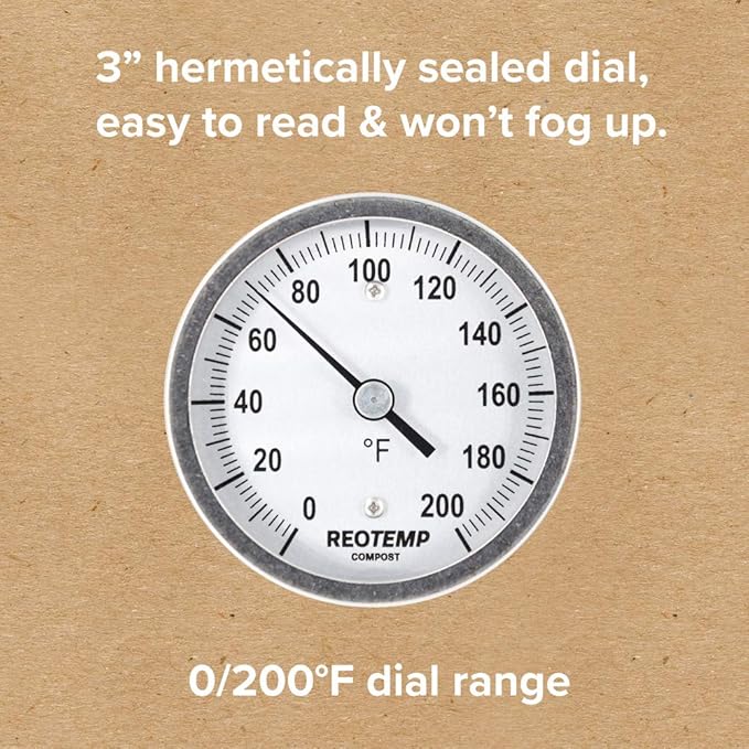 REOTEMP Heavy Duty Compost Thermometer - Fahrenheit (24 Inch Stem), Made in The USA
