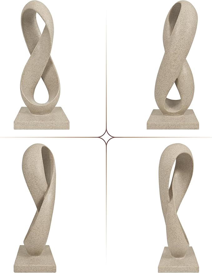 SIMON'S SHOP Modern Abstract Statue Number Eight Infinity Loop Sculpture for Home Office Bookshelf Sandstone Ornament Decor