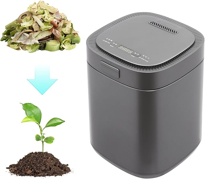 Electric Food Composter 2.5L / 0.66 Gal Indoor/Outdoor Odorless Quiet Smart Compost Bin Kitchen Countertop Composting Machine Quick/Standard/Ferment Working Modes(Black)