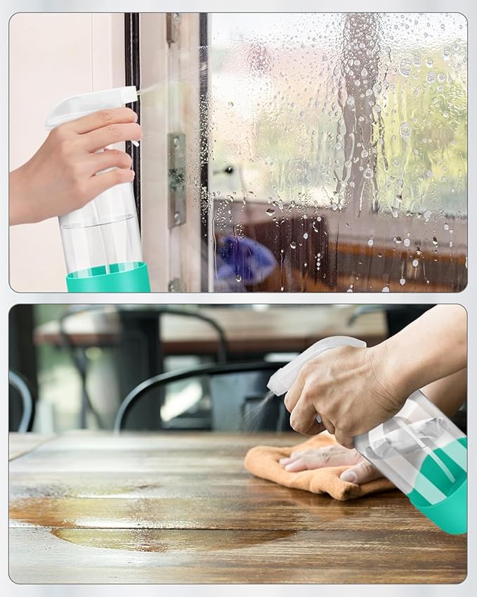 Glass Spray Bottles with Silicone Sleeve Protection, Empty 16OZ Reusable Spray Bottles, Refillable Containers with Spray Nozzles for Cleaning Solutions, Plants and Essential Oils 1 Pack Green