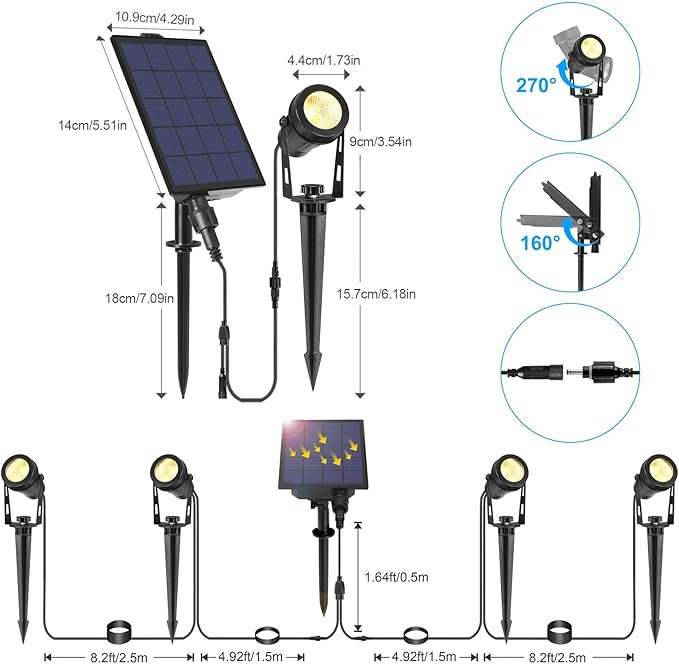 Solar Spot Lights Outdoor, 4-in-1 Landscape Lights with Remote Control, Auto On/Off Solar Uplights for Yard Garden Tree Decoration (Warm White)