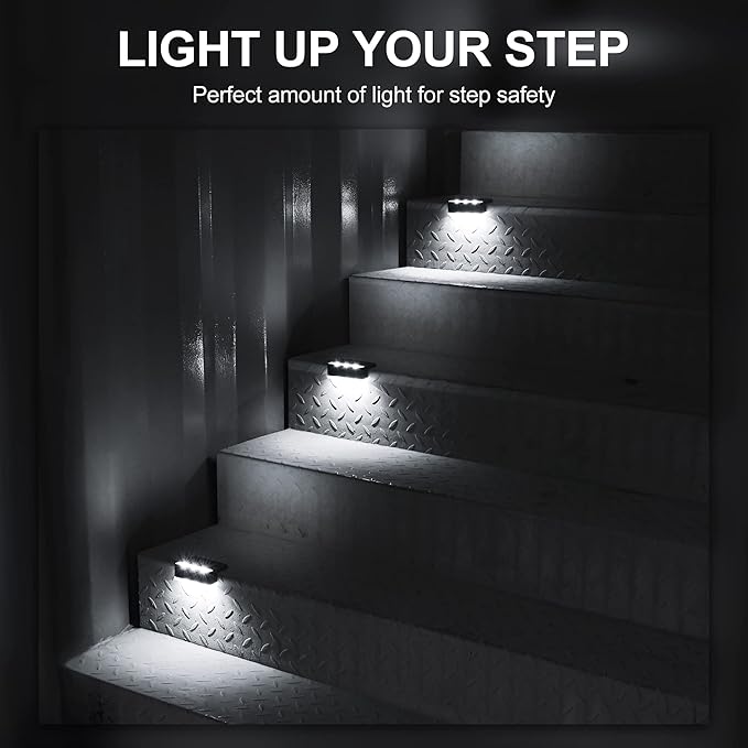 SOLPEX Solar Fence Lights, 6 LEDs Solar Lights Outdoor Waterproof Solar Powered for Deck, Stair, Front Porch, Balcony, Walkway, Garden, Yard, Patio, Pool Decor, IP65 Waterproof (16 Pack, Cold White)