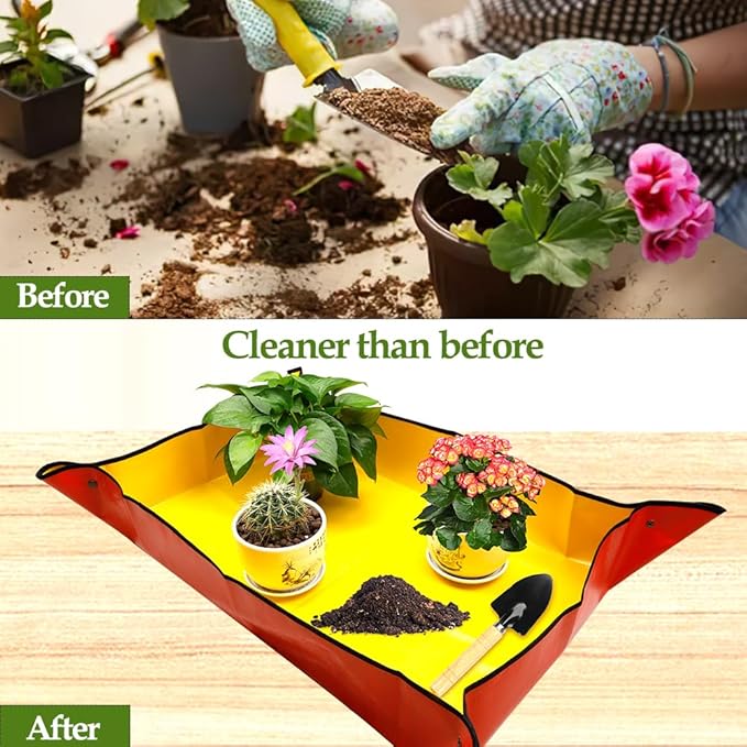 Potting Mat for Indoor Plants,Gardening Kit,Garden Tool Set,Indoor Gardening System,Gardening Supplies,Garden Tools,Gardening Set,Gardening Hand Tools,Gifts for Plant Lovers,(Organge 39.75*29.5 in)