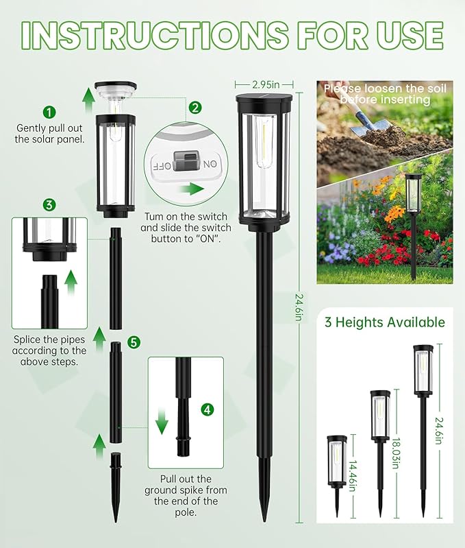 Solar Pathway Lights Outdoor, 4 Pack Bright Solar Powered Garden Lights Waterproof IP65, Long Lasting Outdoor Light for Yard Garden Walkway Landscape Lawn Patio (Warm White, 4 Pack)