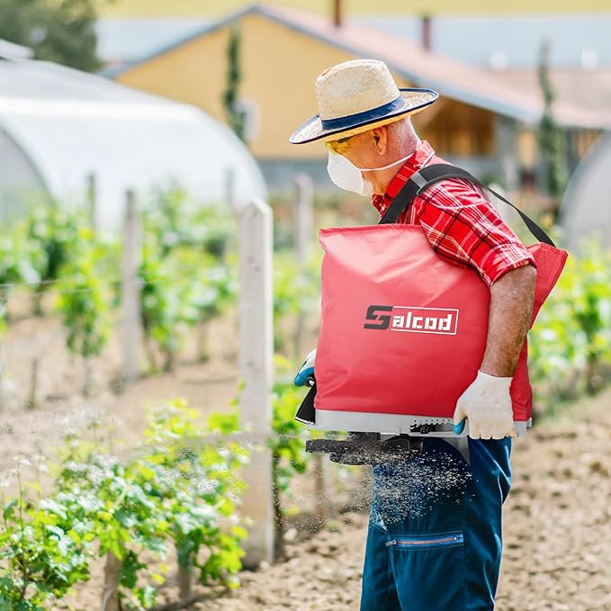 Bag Seed Spreader, Multiple Spread Options, Fit for Spreading Grass Seeds and Fertilizers, Red