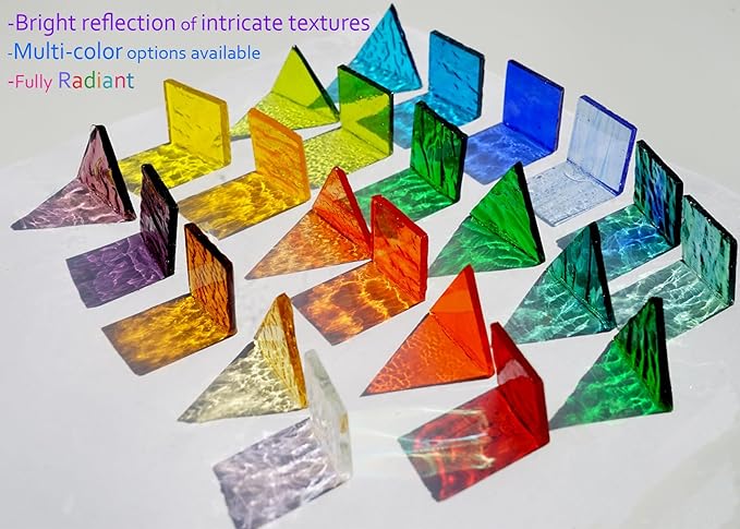 Large Transparent Textured Glass Tiles for DIY Crafts, 200g Stained Glass Pieces Supplies, 4 Shapes Tiles for DIY Mosaic Kit, Yellow Sunbeam