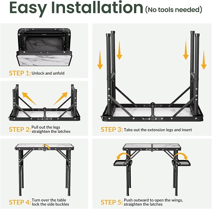 Titanker Folding Camping Table Small 2ft, Small Camp Table Portable with 50% Extra Space, Folding Picnic Table, Portable Beach Tables, Car Camping Essentials, Aluminum Light Solid