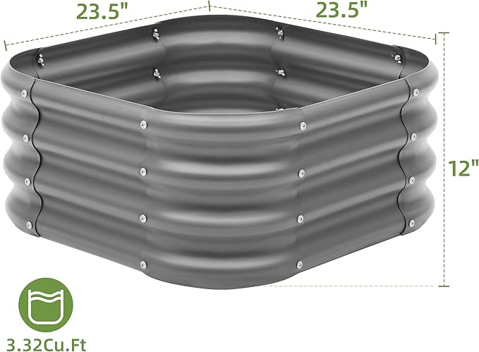 2-Pack 2x1ft Galvanized Raised Garden Bed, Outdoor Planter Bed, Metal Planter Box for Gardening and Planting,Dark Grey