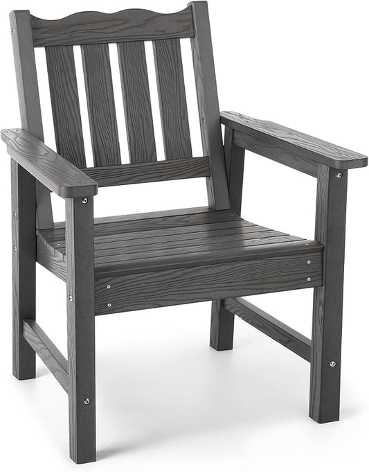 Stoog All-Weather Outdoor & Garden Chair, Patio Dining Chairs with 400 lbs Weight Capacity, Curveback Patio Chair for Backyard, Porch, Pool and Deck, Grey