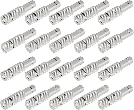 20pcs Brass Mister Nozzles, 6mm Misting Nozzles for Outdoor Cooling System, Landscaping, Air Humidification, Greenhouse Irrigation (with Filter, 0.012"/0.3mm Orifice)