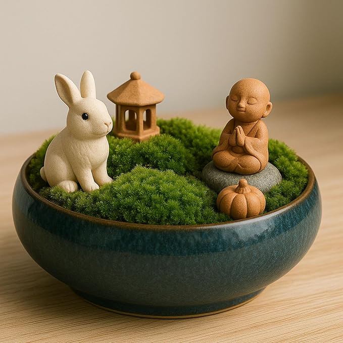 Oncpcare Lotus Bowl Planter – Glazed Ceramic Indoor Plant Bowl Lotus Pot for Lotus Seeds, Bonsai, Succulents | Shallow Hydroponic Decorative Oriental Flower Bowl (Green)