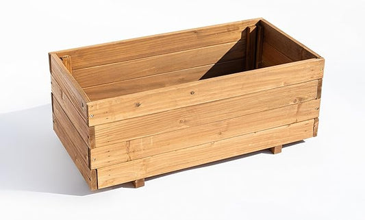 Wooden Raised Garden Bed Planter Box – Fir Wood Outdoor Vegetable, Herb & Flower Box with Drainage Holes – 31.5"x15.75"x12.6", Rot-Resistant, for Patio, Yard, Balcony