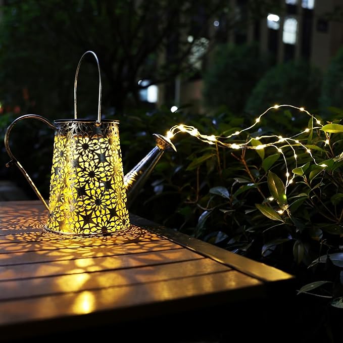 Solar Watering Can Lights, Large Retro Metal Hanging Solar Lights Outdoor Waterproof, Gardening Gifts for Mom Grandma Women Birthday, Garden Decor Yard Light Outside for Porch Landscape Patio