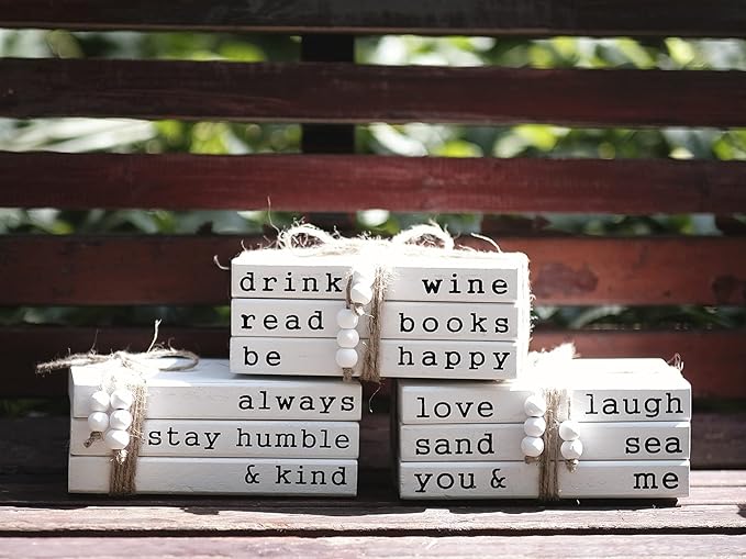 Love Laugh Sand & Sea You and Me Book Decor-Modern Farmhouse Decorative Book Stack for Coffee Table-Center Table Decorations for Living Room-Housewarming Gifts