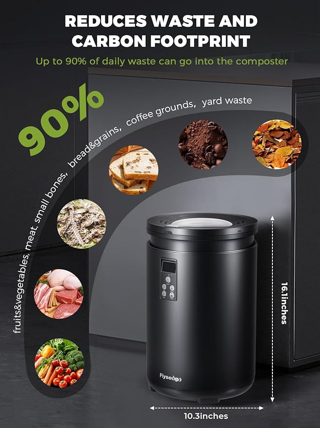 Electric Composter for Kitchen Smart Odorless Countertop Compost Bin Machine Quiet Larger 4.5L Indoor Food Cycler with Auto Cleaning, 3 Modes, 2 Carbon Packs, Turn Food Waste into Fertilizer