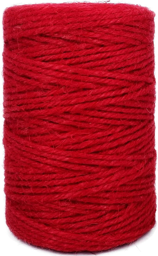 Leecogo Red 2.5mm Jute Twine 328 Feet Heavy Duty Garden Twine String for Arts Crafts and Decorative Festival Projects
