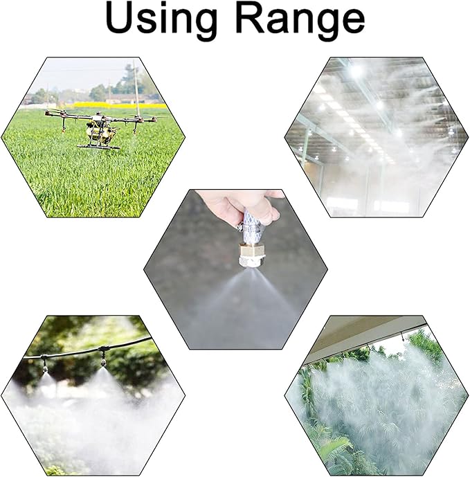 Aopin G 3/16 Brass Misting Nozzles 0.4mm / 0.015" Orifice Atomizing Mister Sprayer Nozzle Suitable For Outdoor Cooling,Garden Irrigation,Fountain, Crop Nutrient Injection, Greenhouse 8 Pcs