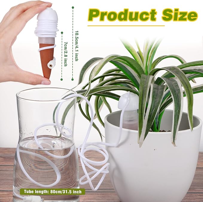 Hestya 10 Pack Plant Watering Stakes Automatic Devices Plant Self Drip Irrigation Slow Release Indoor Outdoor Terracotta Water Spikes for Potted Plants Flower (White Base)