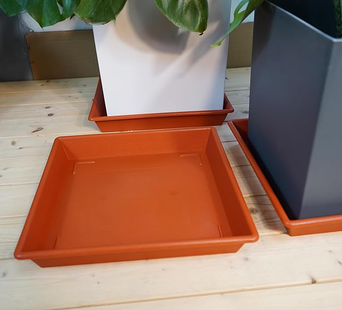 Square Plant Saucer 18 Inch 2 Pack, Large Plant Trays for Pots Heavy Duty Plastic Plant Saucers for Indoors Outdoors, Flower Pot Plant Drip Trays No Holes Terracotta Plant Lover Gardening Gifts