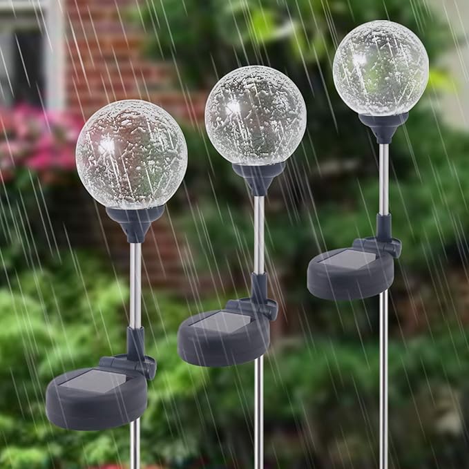 WNP Solar Outdoor Lights,Color-Changing Solar Garden Glass Globe Lights,6 Pack Decorative Solar Powered Stake Ball Light for Yard,Waterproof Decor Solar Pathway Lights for Christmas Decoration