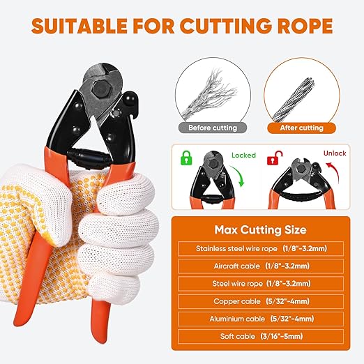 164FT 1/8" Stainless Steel Cable Kit with Wire Rope Crimping Tool and Cable Cutter, Turnbuckle Wire Tensioner Kit, 7x7 Strands Aircraft Cable for Deck Railing, Porch Fence, String Light