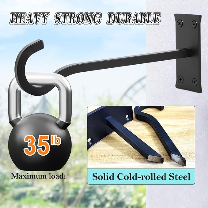 10inch Heavy Duty Plant Hangers Outdoor or Indoor Bird Feeder Hanger Shepherd Hooks 2pcs White Metal Wall Hook for Hanging Plant Bracket, Lantern, Flower Basket, Wind Chimes